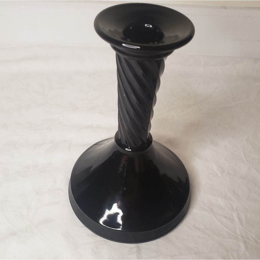 Black glass spiral candlestick